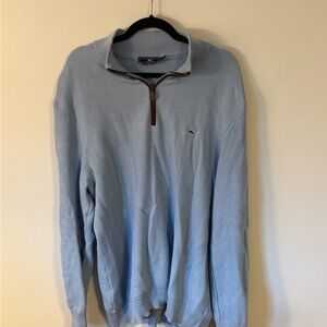 Vineyard Vines Men's Light Blue Quarter-Zip Sweater